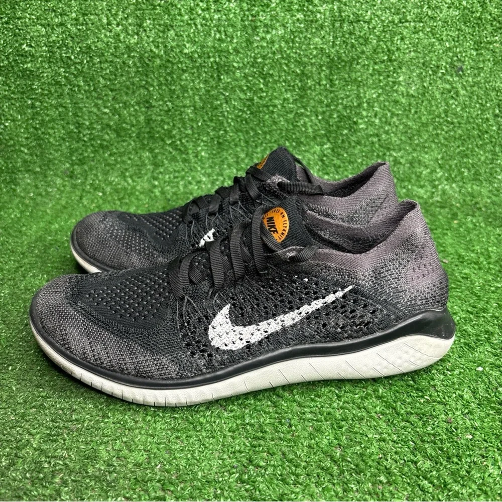 Nike Free RN Flyknit 2018 Women's Size 8 Running Shoes Black Gray‎